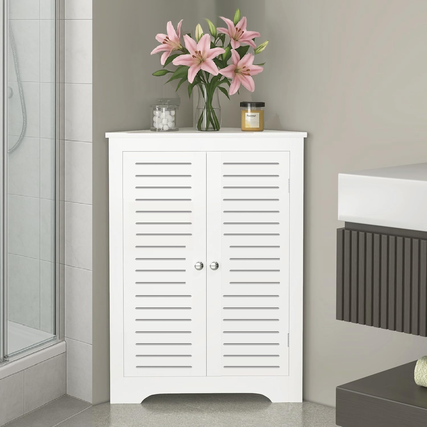 置物 rinshan Amazon.com: TuoxinEM Bathroom Corner Storage Cabinet, Floor